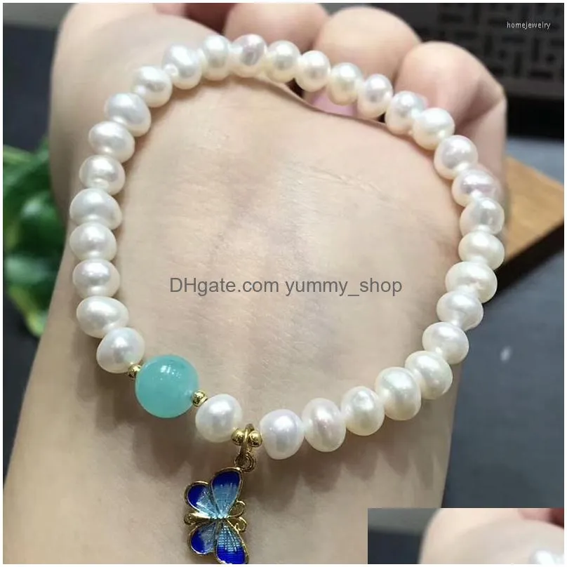 strand wholesale natural pearl bracelets beads with tianhe stone bead roasted butterfly for women jewelry joursneige