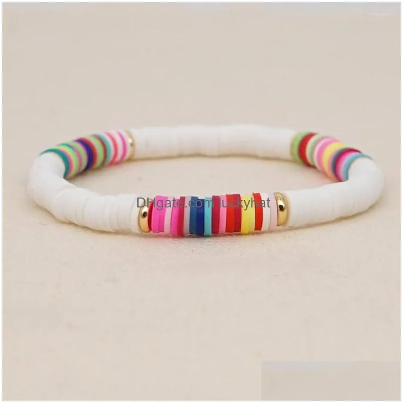 strand go2boho heishi bracelets for women polymer clay beaded bracelet stretch summer beach bohemian boho jewelry rainbow colorful