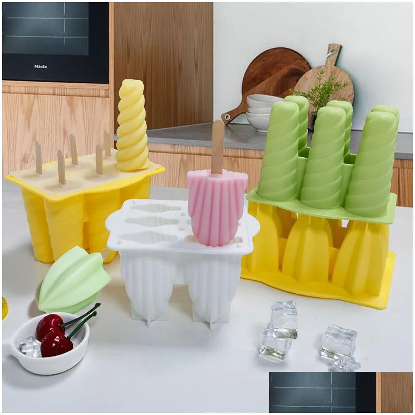 6 cavity starfruit silicone ice cream mold tools diy ice popsicle 3d mould with lid homemade popsicle set