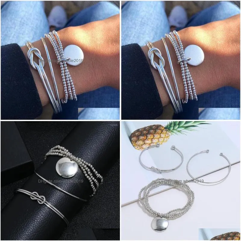 strand wesparking emo bracelets on hand silver plated three pieces bracelet set open cuff elastic string 2023 trend impact for unisex