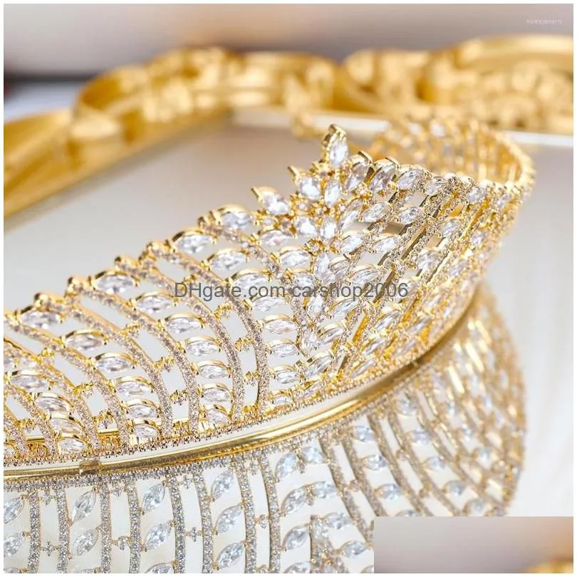 hair clips tirim full zirconia wedding crown jewelry bridal headpiece woman baroque crystal tiaras headwear crowns