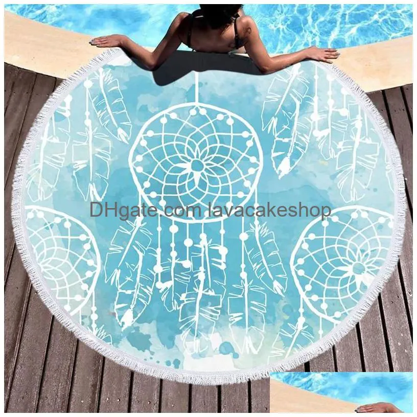 towel dream catcher round beach printed dreamcatcher swimming for tassels sports microfiber blanket net summer with