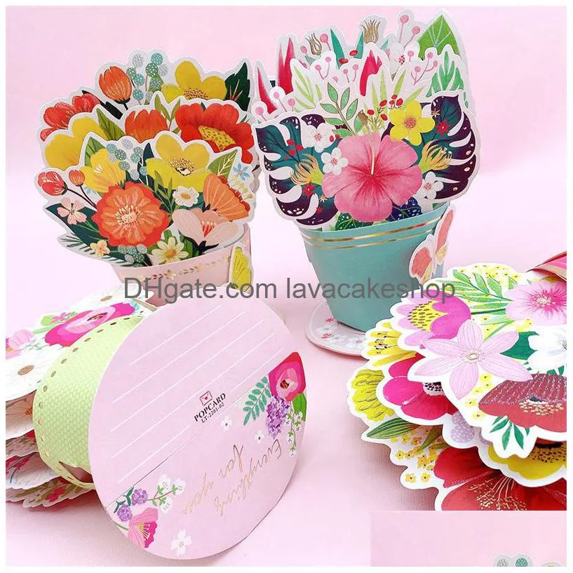 popup flower card flora 3d greeting card for birthday mothers fathers day graduation wedding anniversary thanksgiving day greeting
