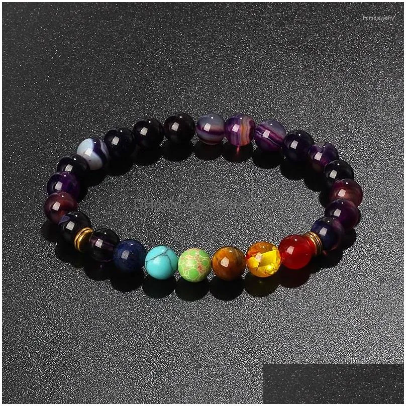 strand tiger eye stone 7 chakra bracelets men natural reiki healing energy beads bangles women yoga bracelet meditation health jewelry