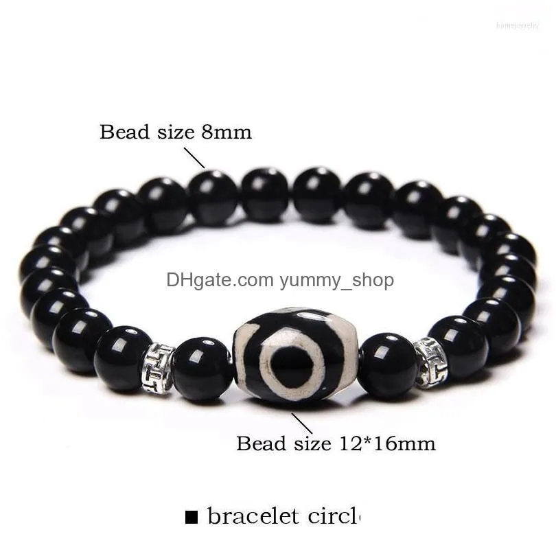 strand natural stone beads bracelet men tibetan dzi aagtes charm for women balance healing yoga buddha jewelry