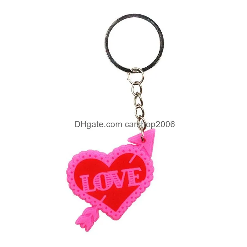 romantic love keychain pendant pvc bear cake cartoon key chain luggage decoration keyring valentine day gift