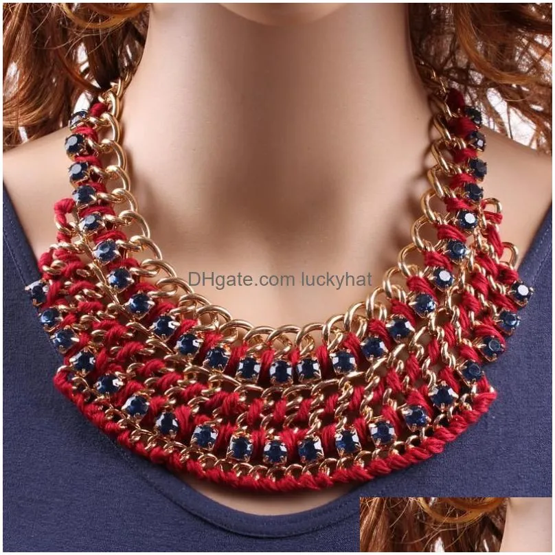 chains design spring string chain braided crystal chunky necklace fashion jewelry for women 2023