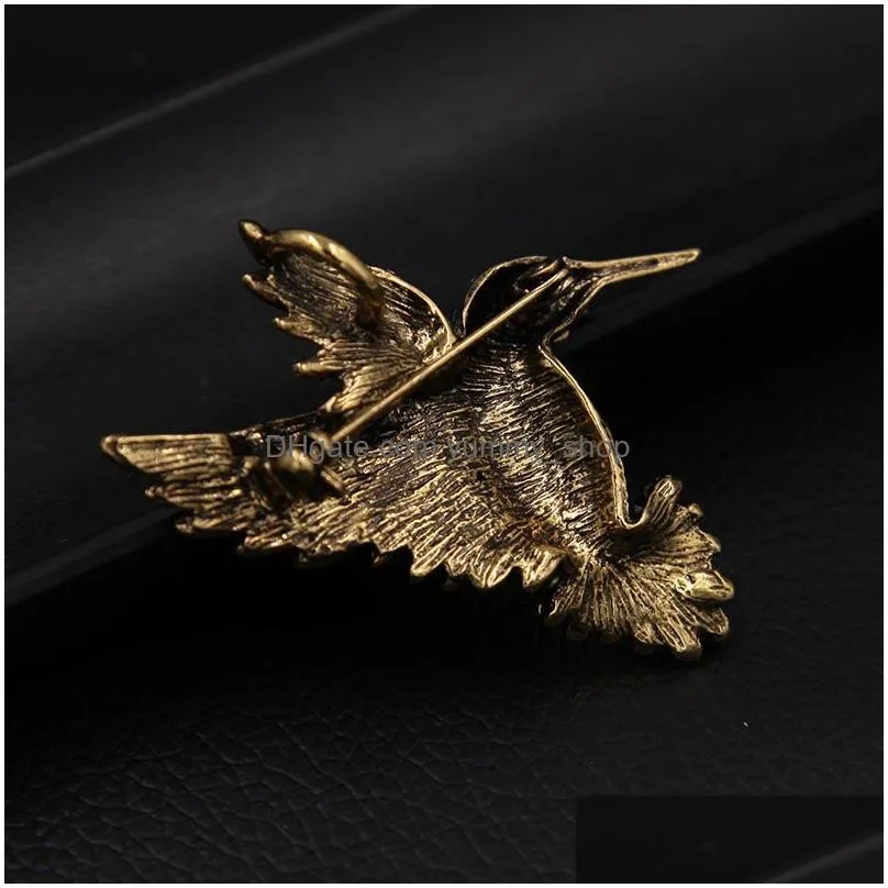 wholesale vivid hummingbird brooch pin crystal rhinestone animal bird women garment scarf accessory vintage jewelry