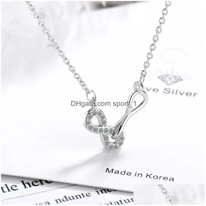 pendant necklaces chereda brilliant cubic zircon infinity necklace chain choker femme rose gold collars women lover fashion jewelry