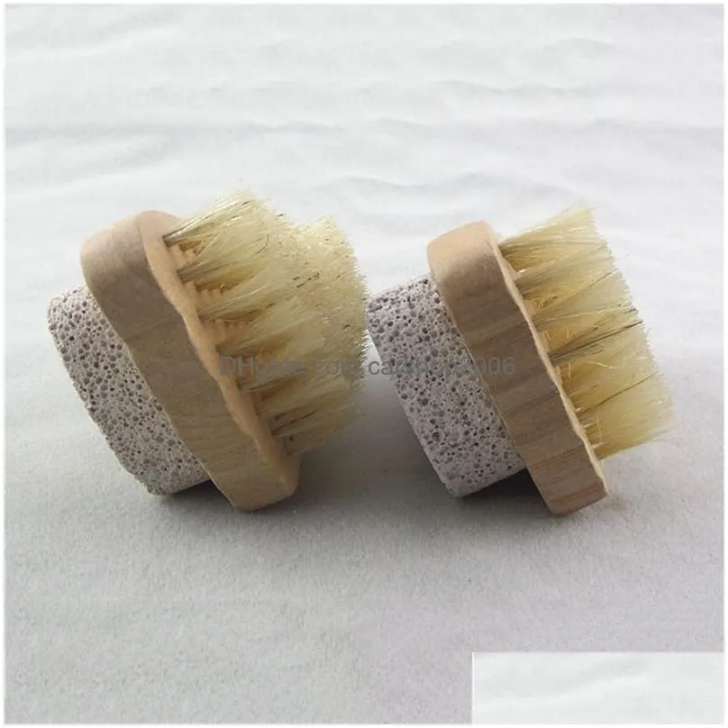 natural bristle brush foot exfoliating dead skin remover pumice stone feet wooden cleaning brushs household shower spa massager