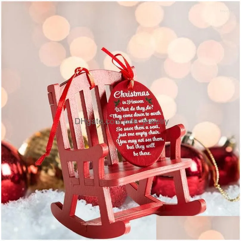 keychains christmas in heaven memorial ornament keychain red chair commemorative jewelry decor accessories wooden holiday gift