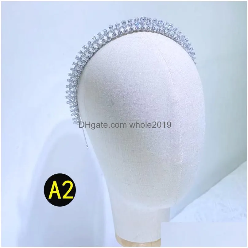 hair clips asnora fashion cz bridal crown wedding accessories geometric shape long crystal headband prom banquet tiara a01388