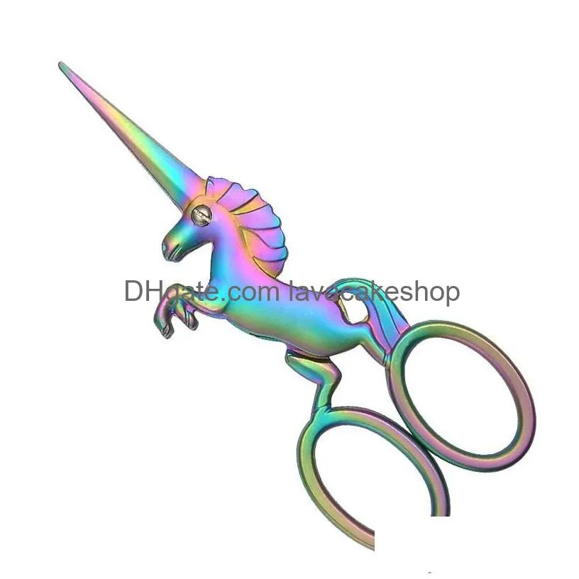 unicorn scissors horse sharp circle stainless steel cutter wool embroidery package muti colors shears arrival 8 06lg c2