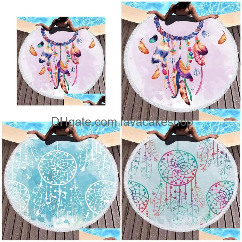 towel dream catcher round beach printed dreamcatcher swimming for tassels sports microfiber blanket net summer with