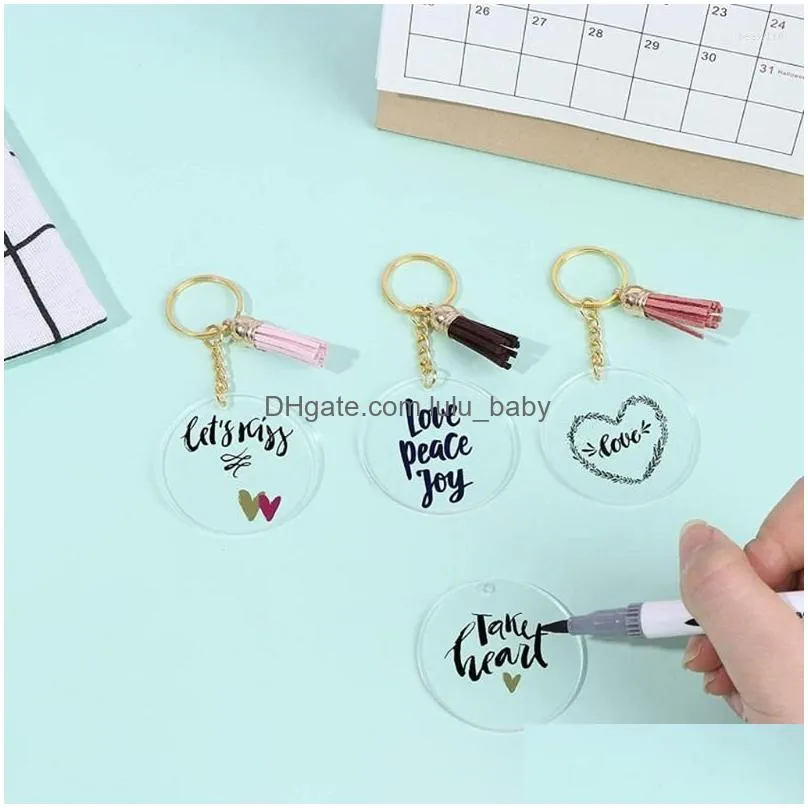 keychains acrylic keychain blank transparent ornament pendants and round tassels jump rings set for diy craft
