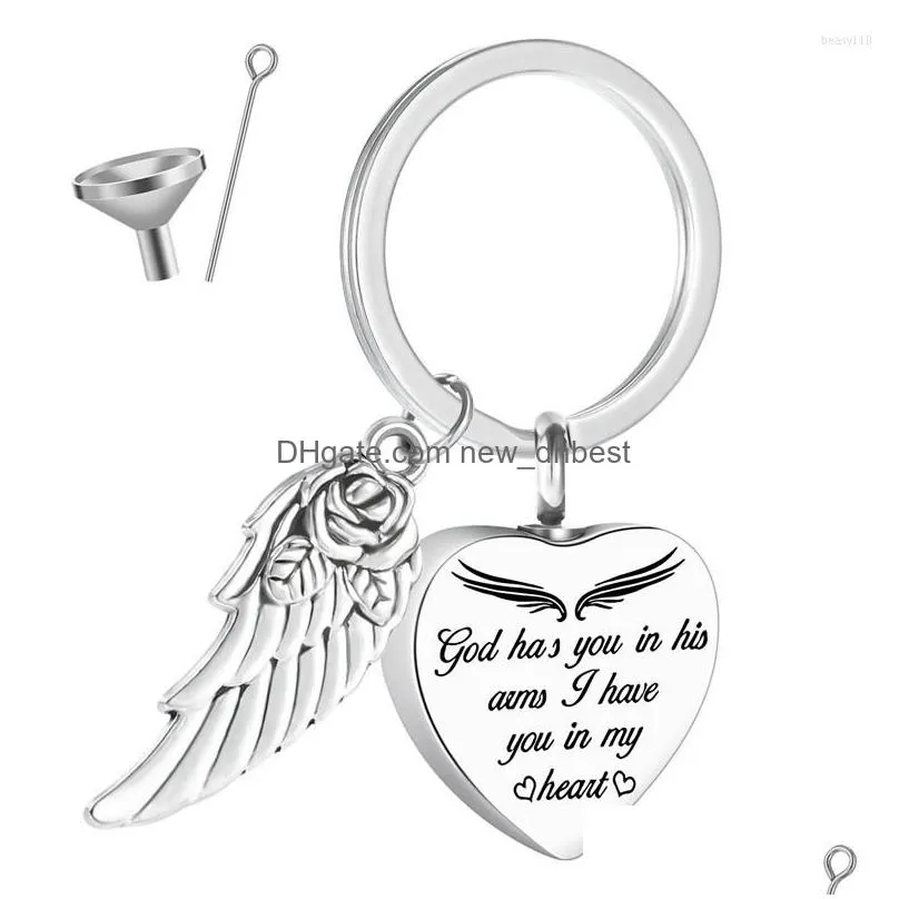 keychains funny angel wings heart urn pendant ashes keychain stainless steel high quality accessories