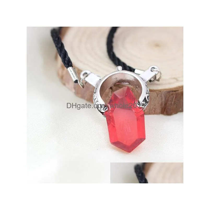 wholesale niana wholesale trendy necklace cosplay dmc devil may cry 5 dante pendant red gem gift pu leather resin necklaces