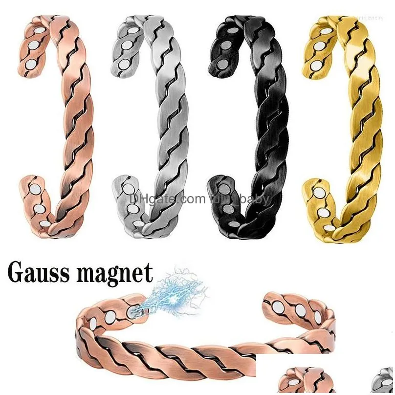 link bracelets woven copper magnetic bracelet men arthritis adjustable magnets women cute cuff therapy health energy bangles e163