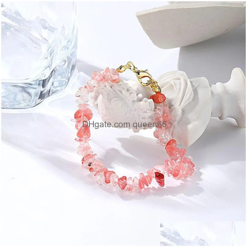 strand irregular natural crystals stone bracelet stretch chips beads rope for women men charm bangles couple jewelry