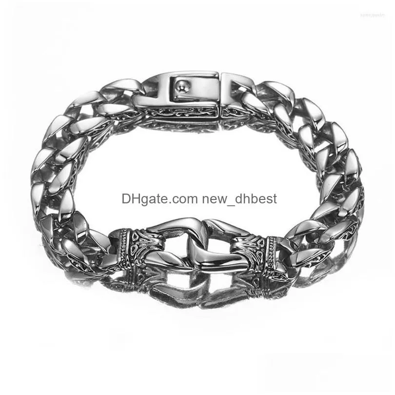 link bracelets granny chic fashion stainless steel charm bracelet men vintage mens cool male jewelry jewellery armband