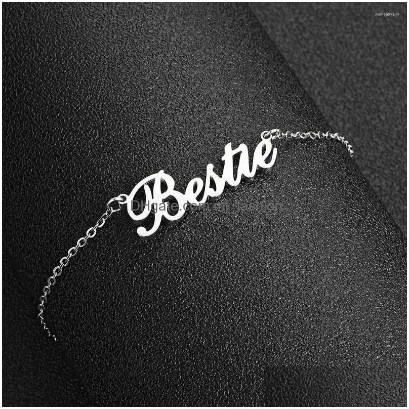 link bracelets nedar personalized letter custom name bracelet stainless steel customized nameplate bangle jewelry girlfriend gift