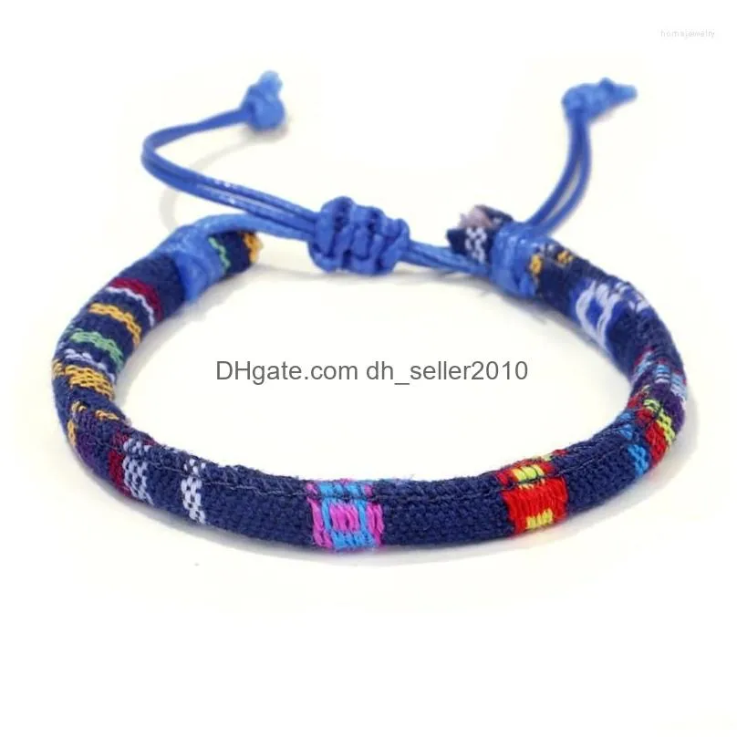 strand ethnic bracelet colorful cotton rope handwoven irregular geometric flower pattern trendy jewelry