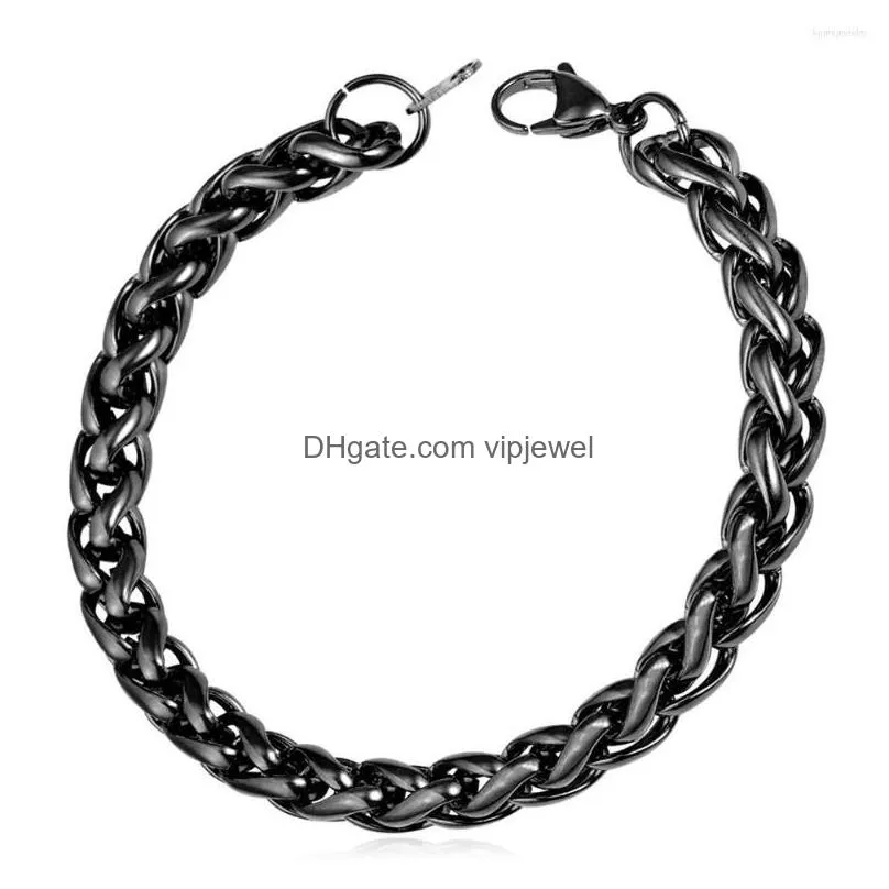 link bracelets collare twisted bracelet stainless steel men jewelry gold/black color wholesale hiphop h215