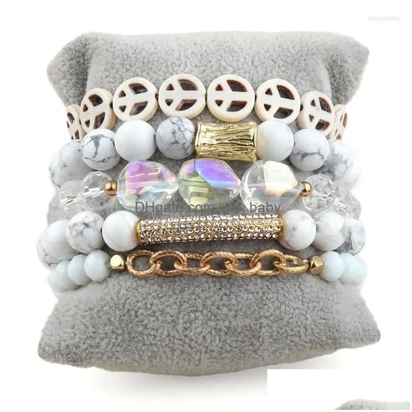 strand rh fashion designer beaded bohemia bracelet sets blue 5pc stack bracelets set for women boho jewelry / friends birthday