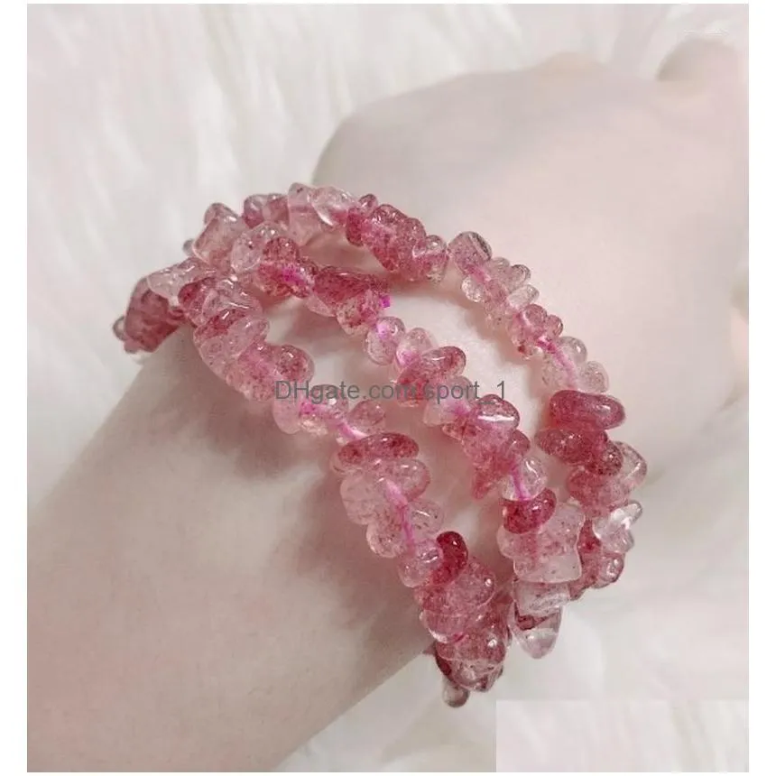 strand natural crystal bracelet irregular stone beads chips jewelry amethys aquamarine rose quartz bracelets for women
