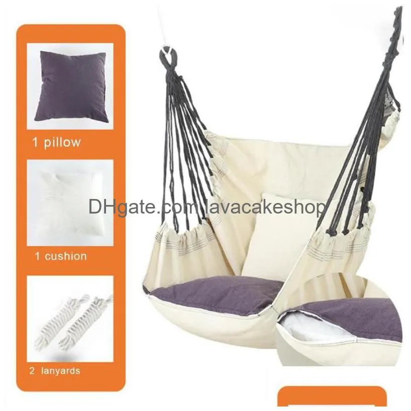 cushion/decorative pillow hammock hanging chair swing seat with thickened cushion and for indoor outdoor swinging safety