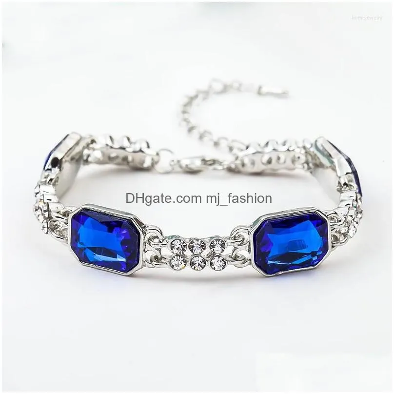 link bracelets 12 pieces/lot square shape  charm bangles statement bracelet silver color hand chains rhinestone