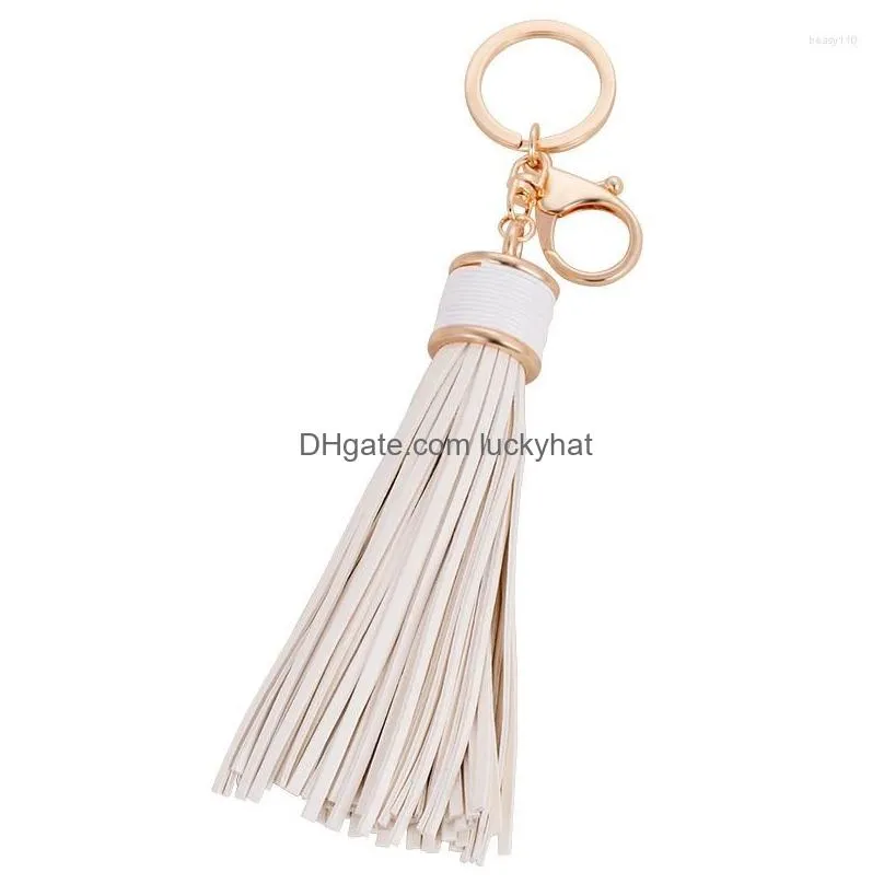 keychains high quality pu tassel keychain for women beige black blue bag pendents car key ring gifts