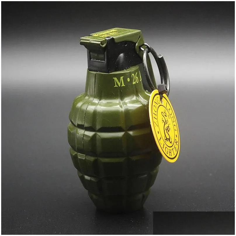  arrival creative military lighters hand frag metal torch gas inflatable windproof lighters big size outside tools drop 