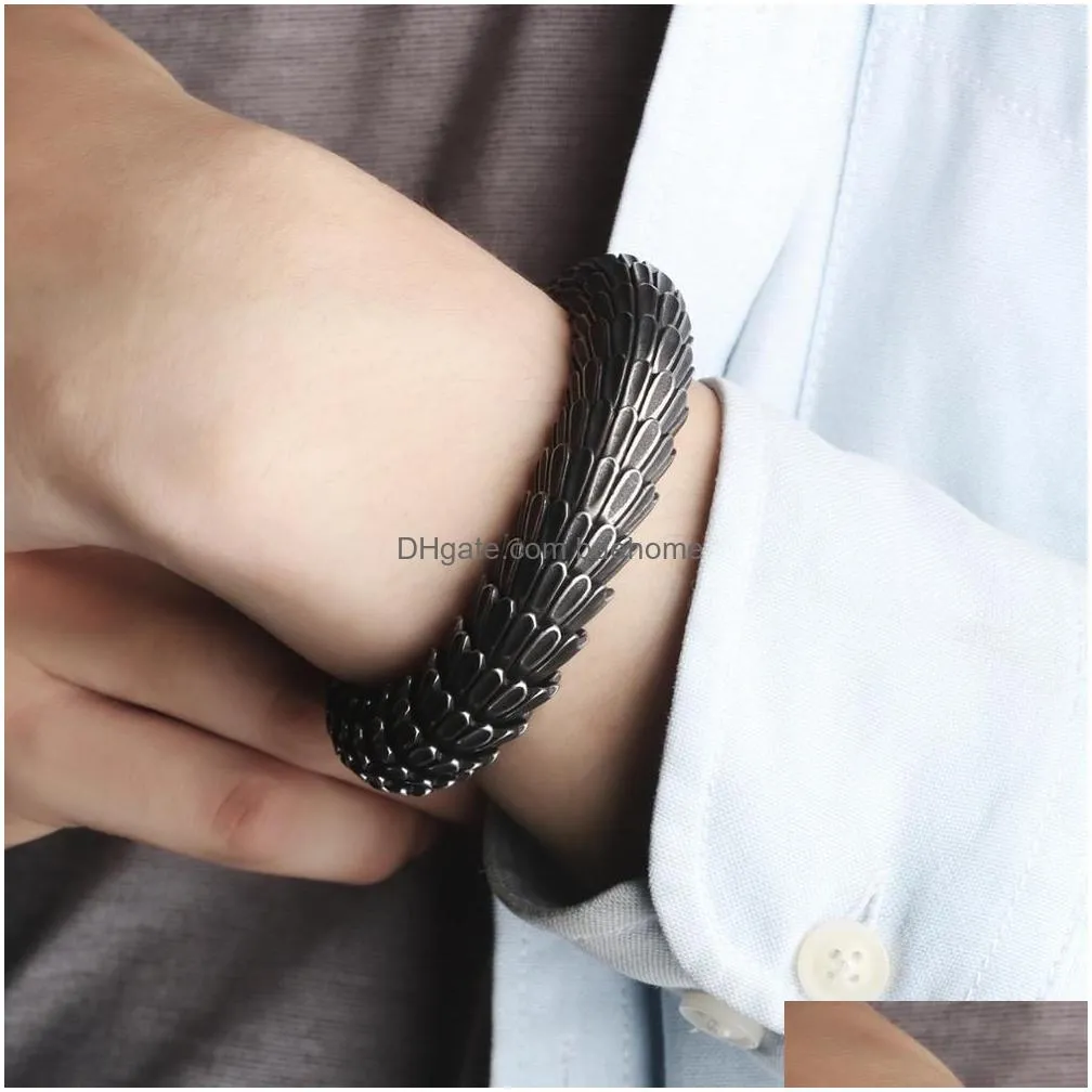 punk animal dragon head charm bracelet men stainless steel black matte china dragon blessing bracelet bangle jewelry