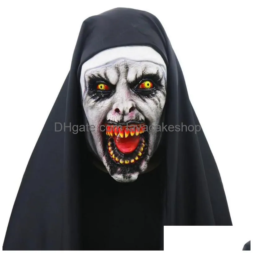 nun mask halloween cosplay costumes props virgin mary sister terror face mask party ghost1