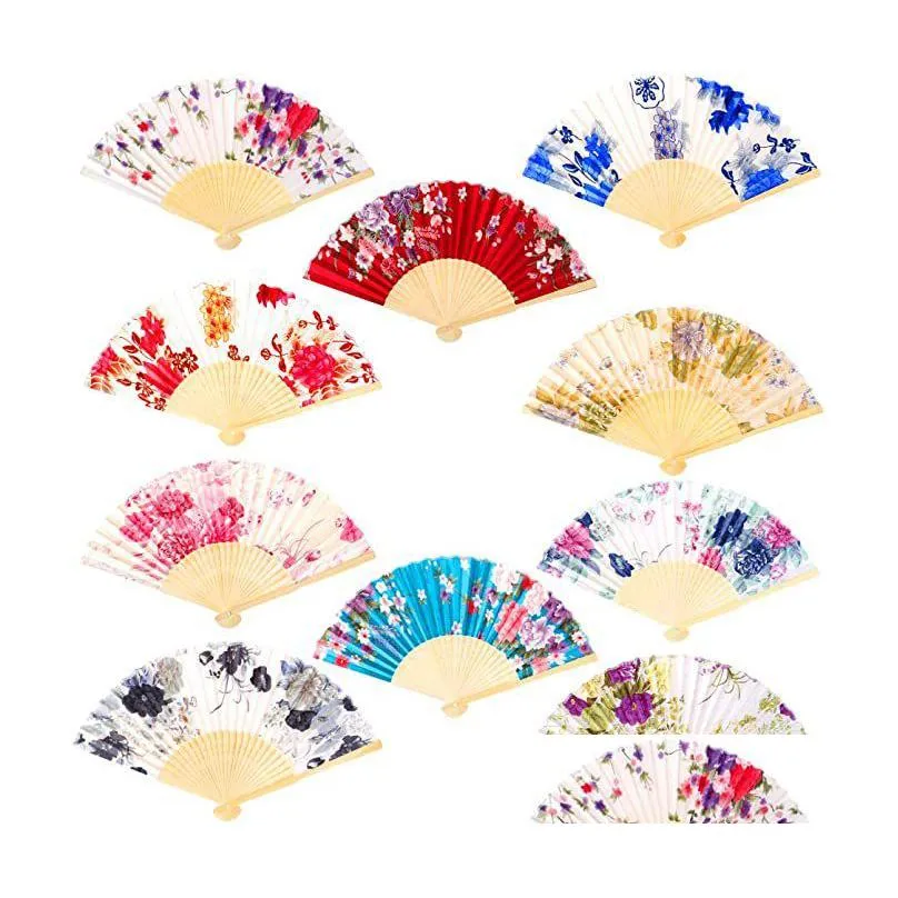 chinese japanese silk bamboo folding fan multi styles summer festival party wedding gift