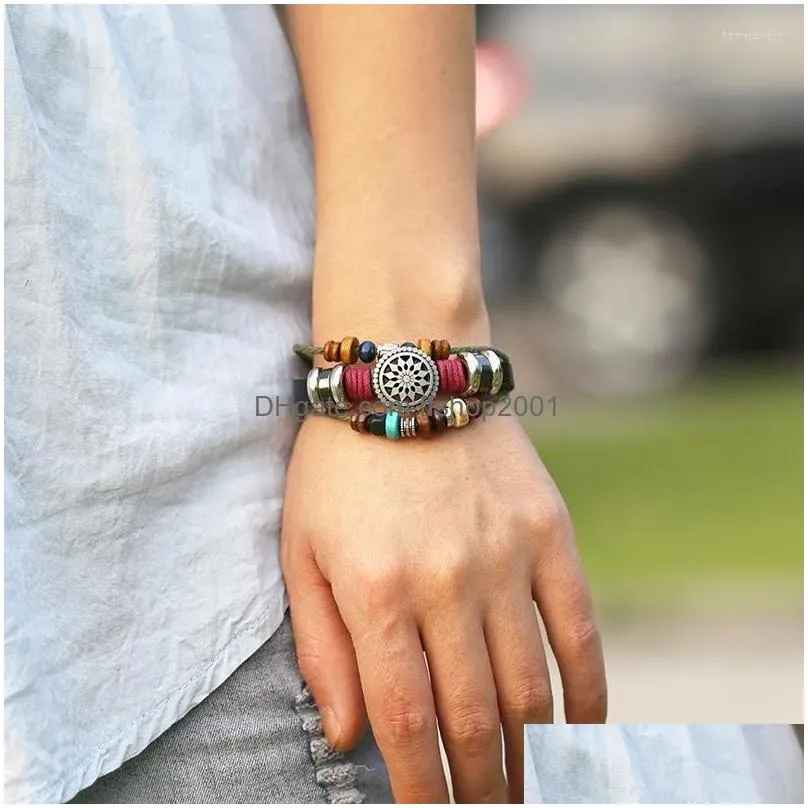 strand fashion bracelet jewelry vintage punk bead leather for men women rope chain bracelets boyfiend gifts accessories