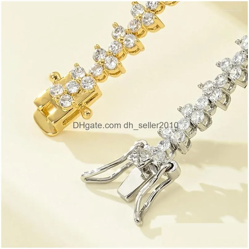 link bracelets 18k gold plated hip hop jewelry geometric crystal chain sparkling cubic zircon tennis bracelet