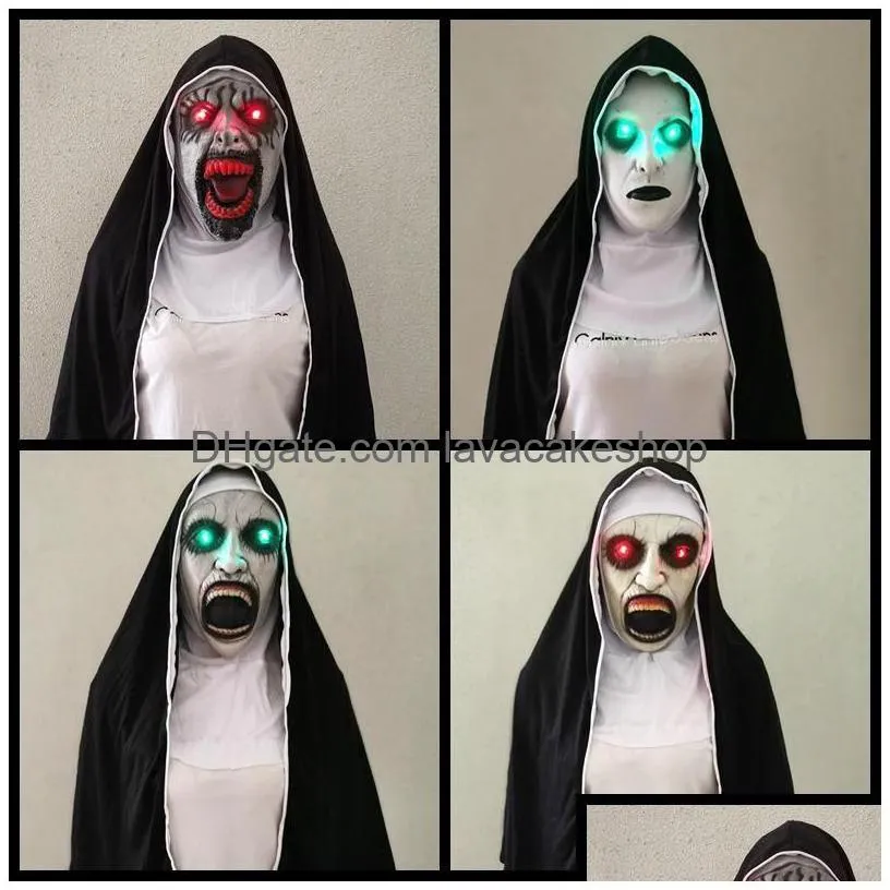 nun mask halloween cosplay costumes props virgin mary sister terror face mask party ghost1