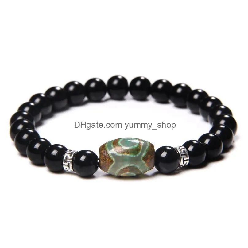 strand natural stone beads bracelet men tibetan dzi aagtes charm for women balance healing yoga buddha jewelry