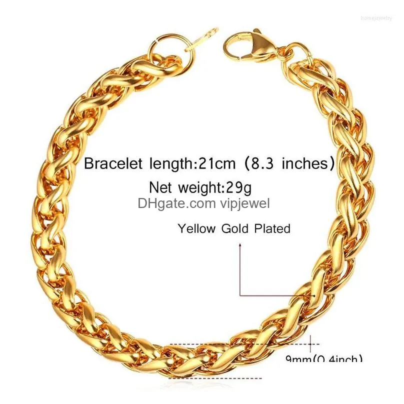 link bracelets collare twisted bracelet stainless steel men jewelry gold/black color wholesale hiphop h215