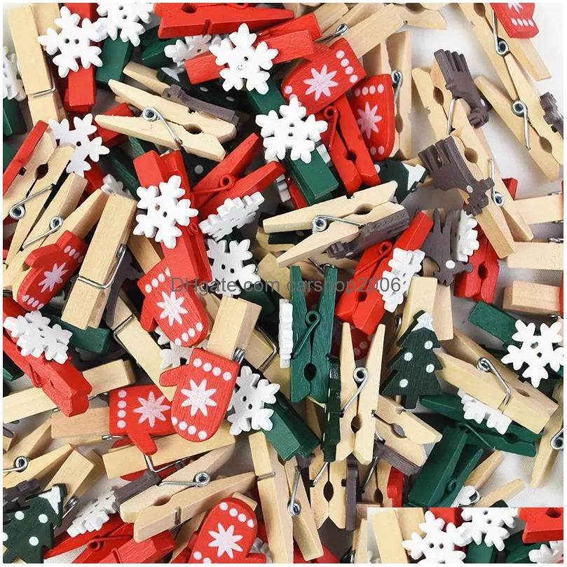 cartoon christmas wooden clips year party decoration p o wall clip diy home ornaments kids gift