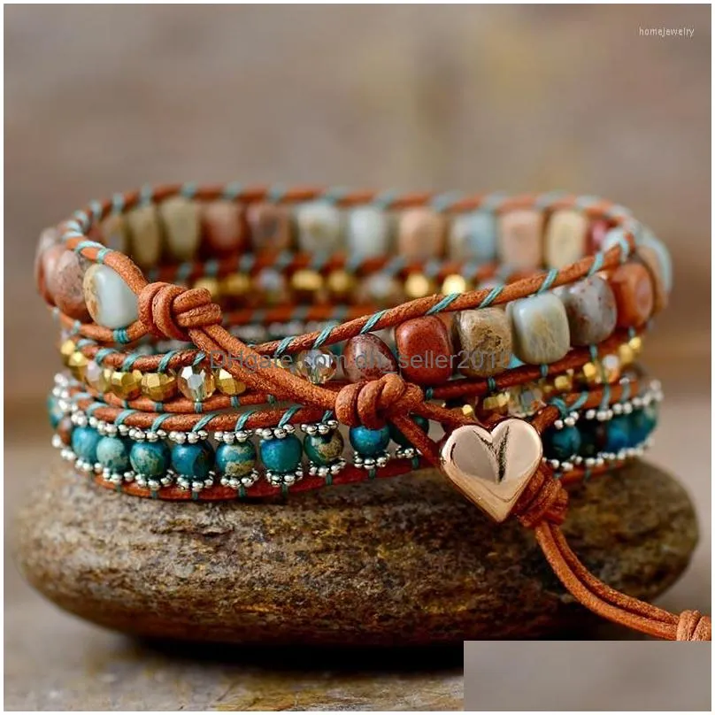 strand spirit 3 strands boho leather wrap bracelets beaded braided handmade hiphop hippie jewelry bijoux wholesale