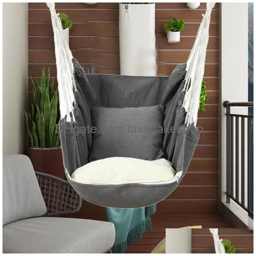 cushion/decorative pillow hammock hanging chair swing seat with thickened cushion and for indoor outdoor swinging safety