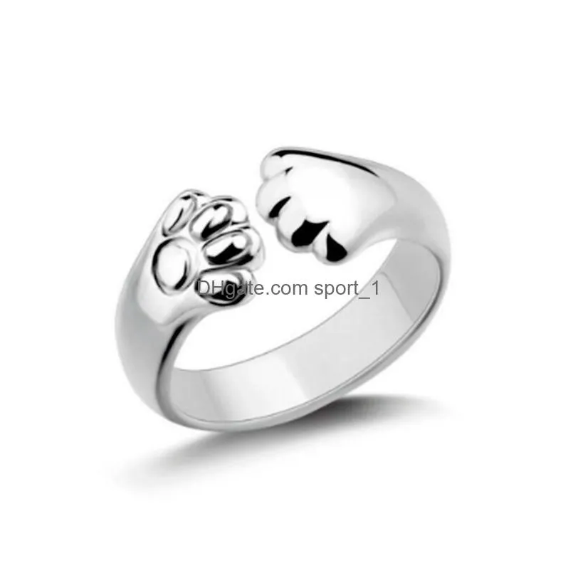 adjustable bear claws open band rings gold silver cute animal claws ring 4 colors jewelry gift for women