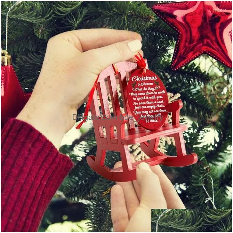 keychains christmas in heaven memorial ornament keychain red chair commemorative jewelry decor accessories wooden holiday gift