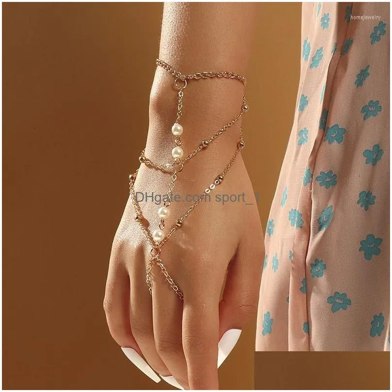 link bracelets pearl chain multilayer finger occident ins simple trend female metal bracelet fashion banquet jewelry gift for friends