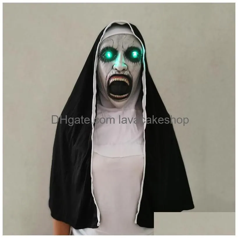 nun mask halloween cosplay costumes props virgin mary sister terror face mask party ghost1