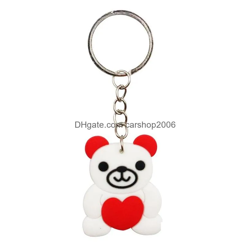 romantic love keychain pendant pvc bear cake cartoon key chain luggage decoration keyring valentine day gift