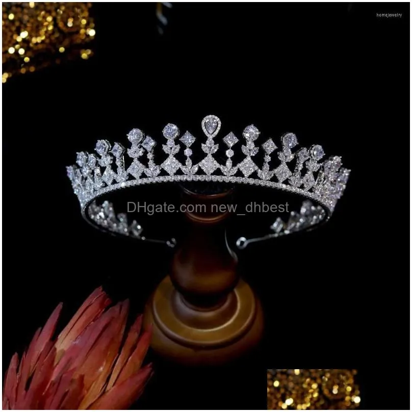 hair clips wedding bride silver tiara zircon bridal headband headpiece women accessories crown jewelry